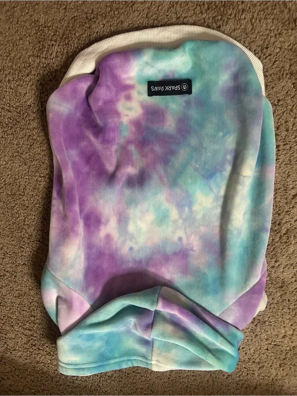 Spark Paws 2XL Tie-Dye Hooded Pet Sweater in Pastel Teal & Lavender